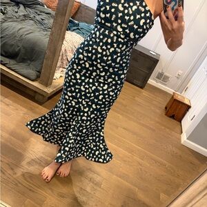 Agua Bendita Teal & White Printed Mermaid Dress